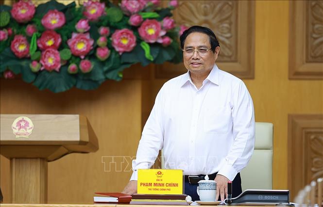 Bí thư Đảng ủy Chính phủ, Thủ tướng Chính phủ Phạm Minh Chính phát biểu. Ảnh: Dương Giang-TTXVN 