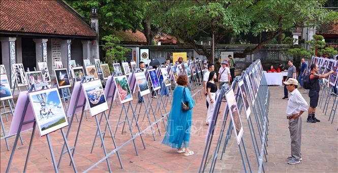 Các tác phẩm triển lãm phản ánh toàn diện dòng chảy lịch sử và hơi thở cuộc sống Việt Nam trong tám thập kỷ qua. Ảnh: Thanh Tùng - TTXVN