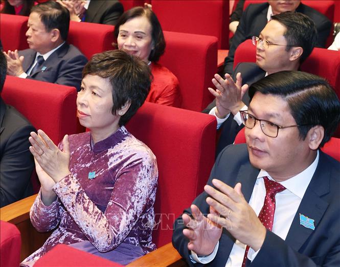 Các đại biểu tham dự Đại hội đại biểu Đảng bộ thành phố Hà Nội lần thứ 18. Ảnh: Thống Nhất-TTXVN