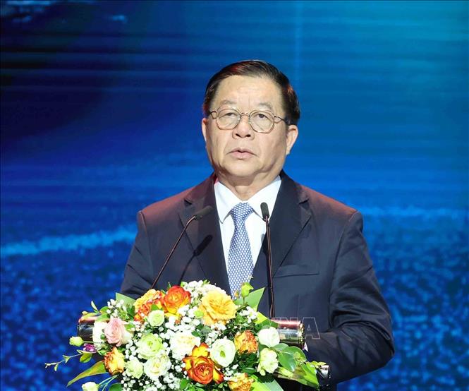 Đồng chí Nguyễn Trọng Nghĩa, Uỷ viên Bộ Chính trị, Bí thư Trung ương Đảng, Trưởng Ban Tuyên giáo và Dân vận Trung ương phát biểu tại Lễ trao giải. Ảnh: Phương Hoa - TTXVN
