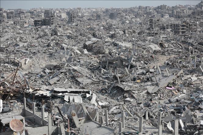 Cảnh tàn phá do xung đột tại Dải Gaza. Ảnh: IRNA/TTXVN