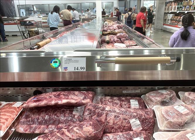 Thịt bò được bày bán tại một siêu thị ở bang Virginia (Mỹ). Ảnh: Ngọc Quang - PV TTXVN tại Mỹ