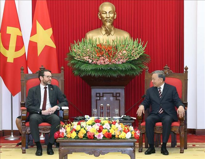 Tổng Bí thư Tô Lâm tiếp Đại sứ Anh tại Việt Nam Iain Frew. Ảnh: Thống Nhất – TTXVN