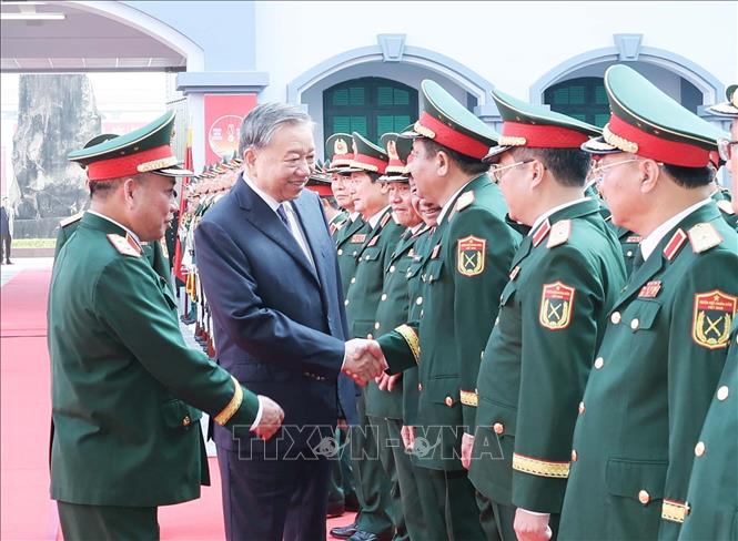 Tổng Bí thư Tô Lâm, Bí thư Quân uỷ Trung ương và các đại biểu. Ảnh: Thống Nhất - TTXVN