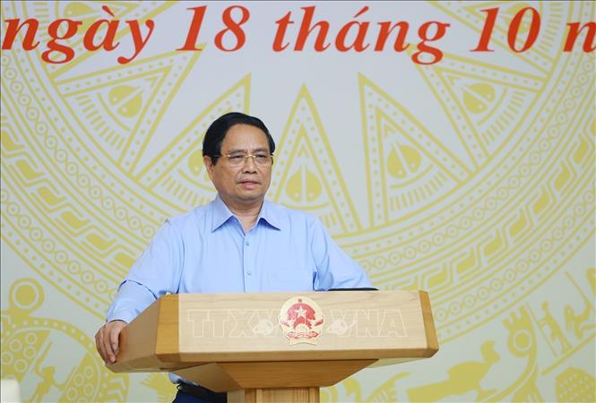 Thủ tướng Phạm Minh Chính kết luận Hội nghị về thúc đẩy đầu tư công năm 2025. Ảnh: Dương Giang-TTXVN
