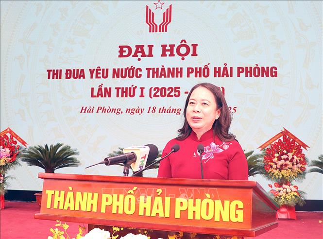 Bà Võ Thị Ánh Xuân, Phó Chủ tịch nước phát biểu chỉ đạo Đại hội. Ảnh: Hoàng Ngọc - TTXVN