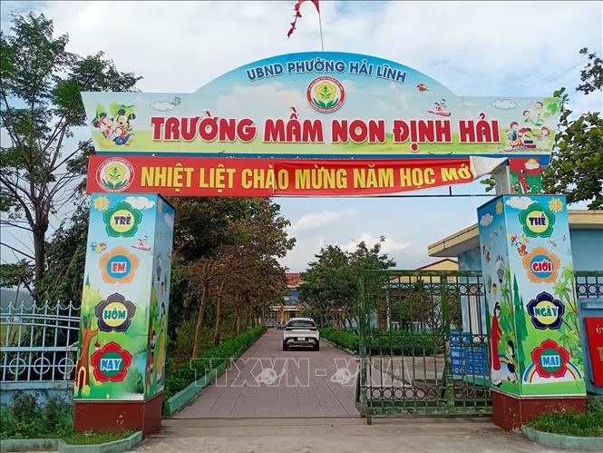 Dù còn khó khăn nhưng trường mầm non Định Hải, tỉnh Thanh Hóa đang nỗ lực xây dựng trường chuẩn quốc gia. Ảnh: Nguyễn Nam-TTXVN