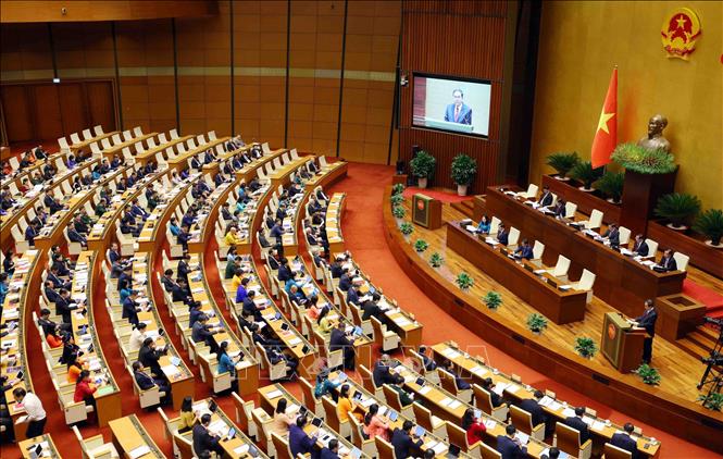 Chủ tịch Quốc hội Trần Thanh Mẫn phát biểu khai mạc Kỳ họp thứ 10, Quốc hội khoá XV. Ảnh: Phạm Kiên - TTXVN