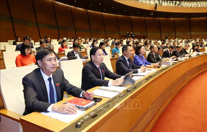 Đoàn đại biểu Quốc hội tỉnh Sơn La tại Phiên khai mạc Kỳ họp thứ 10 Quốc hội khóa XV. Ảnh: Phương Hoa - TTXVN