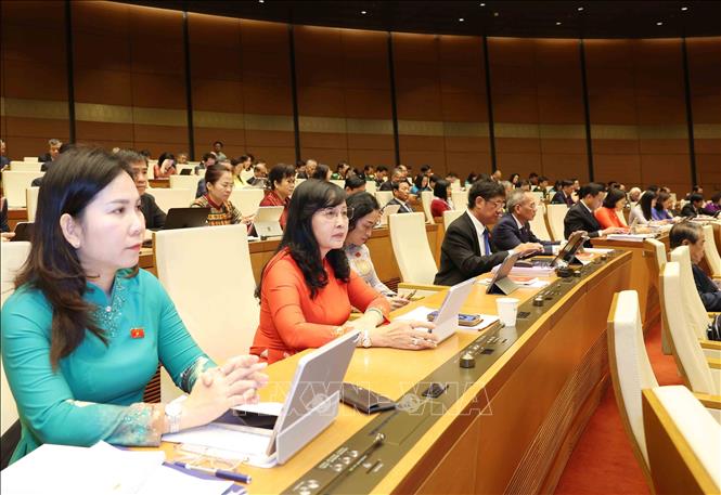 Đoàn đại biểu Quốc hội tỉnh Cà Mau tại Phiên khai mạc Kỳ họp thứ 10, Quốc hội khóa XV. Ảnh: Phương Hoa - TTXVN