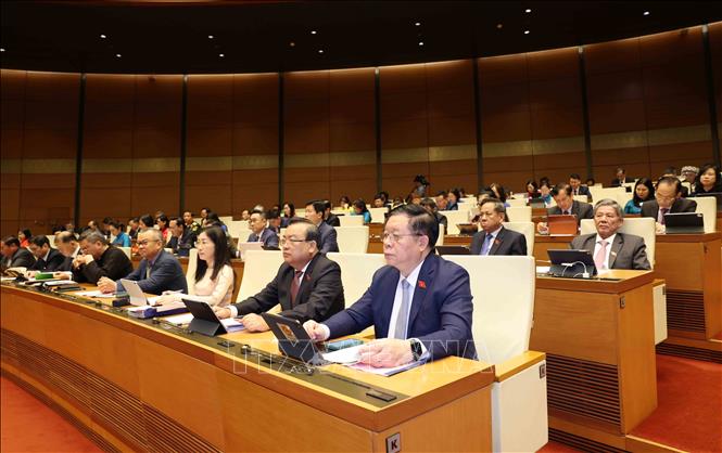 Đoàn đại biểu Quốc hội tỉnh Tây Ninh tại Phiên khai mạc Kỳ họp thứ 10, Quốc hội khóa XV. Ảnh: Phương Hoa - TTXVN