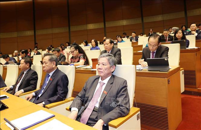 Đoàn đại biểu Quốc hội tỉnh Vĩnh Long tại Phiên khai mạc Kỳ họp thứ 10, Quốc hội khóa XV. Ảnh: Phương Hoa - TTXVN