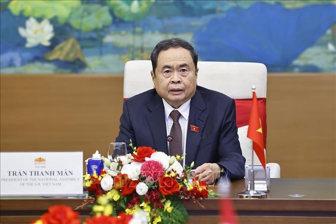 Chủ tịch Quốc hội Trần Thanh Mẫn phát biểu. Ảnh: Doãn Tấn - TTXVN