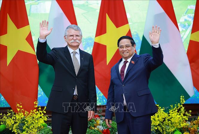 Thủ tướng Phạm Minh Chính hội kiến Chủ tịch Quốc hội Hungary Kover Laszlo đang có chuyến thăm chính thức Việt Nam. Ảnh: Dương Giang – TTXVN