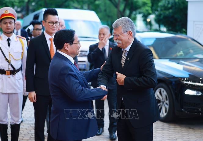 Thủ tướng Phạm Minh Chính hội kiến Chủ tịch Quốc hội Hungary Kover Laszlo đang có chuyến thăm chính thức Việt Nam. Ảnh: Dương Giang – TTXVN
