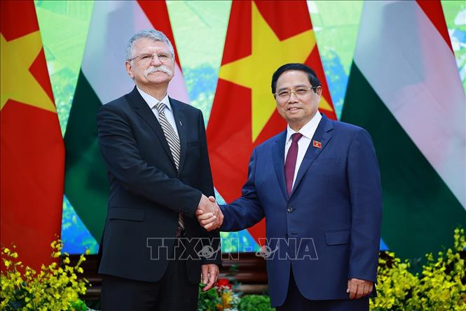 Thủ tướng Phạm Minh Chính hội kiến Chủ tịch Quốc hội Hungary Kover Laszlo đang có chuyến thăm chính thức Việt Nam. Ảnh: Dương Giang – TTXVN
