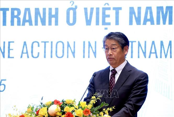 Đại sứ đặc mệnh toàn quyền Nhật Bản tại Việt Nam Ito Naoki phát biểu tại hội nghị. Ảnh: Tuấn Anh - TTXVN