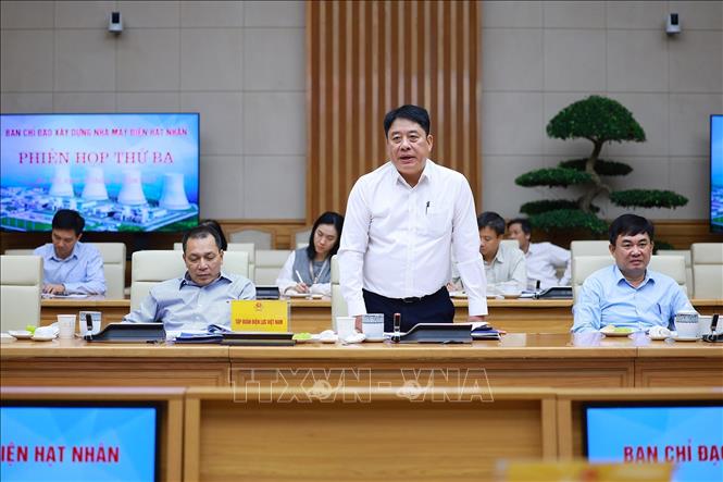 Tổng Giám đốc Tập đoàn Điện lực Việt Nam Nguyễn Anh Tuấn phát biểu. Ảnh: Dương Giang-TTXVN 
