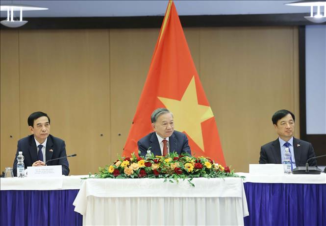 Tổng Bí thư Tô Lâm phát biểu tại buổi tiếp Hội hữu nghị Phần Lan - Việt Nam và nhóm chuyên gia Phần Lan từng tham gia các dự án hỗ trợ tại Việt Nam. Ảnh: Thống Nhất – TTXVN