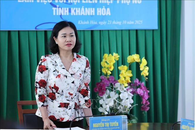 Bà Nguyễn Thị Tuyến, Chủ tịch Trung ương Hội Liên hiệp Phụ nữ Việt Nam phát biểu.Ảnh: TTXVN phát