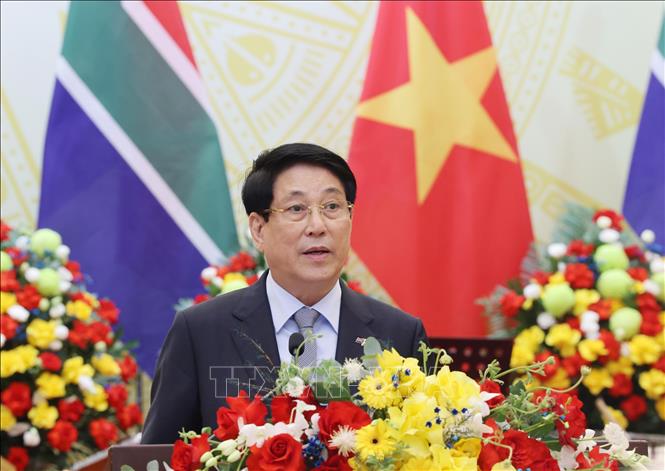 Chủ tịch nước Lương Cường phát biểu chào mừng. Ảnh: Lâm Khánh – TTXVN