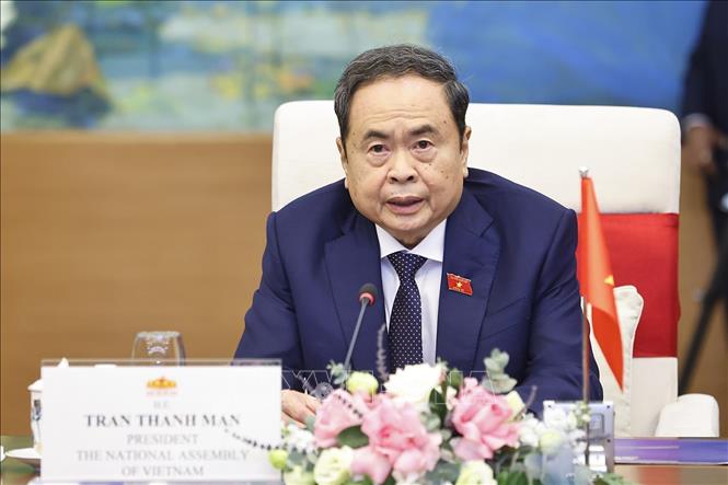 Chủ tịch Quốc hội Trần Thanh Mẫn phát biểu. Ảnh: Doãn Tấn – TTXVN