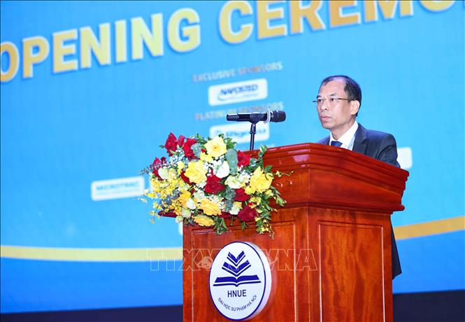 PGS.TS Nguyễn Văn Trào, Phó Hiệu trưởng Trường Đại học Sư phạm Hà Nội phát biểu. Ảnh: Thanh Tùng - TTXVN