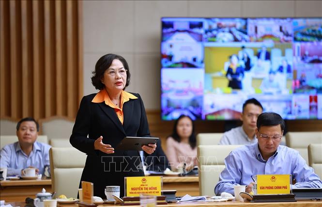 Thống đốc Ngân hàng Nhà nước Nguyễn Thị Hồng phát biểu. Ảnh: Dương Giang-TTXVN