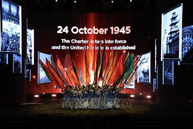 An art performance at the opening session of the signing ceremony of the United Nations Convention against Cybercrime (also known as Hanoi Convention). VNA Photo