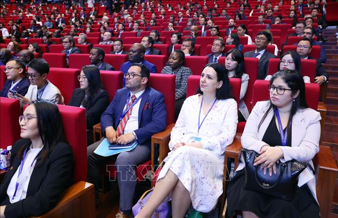International delegates attending the Signing ceremony of the UN Convention against Cybercrime (the Hanoi Convention). Photo: VNA