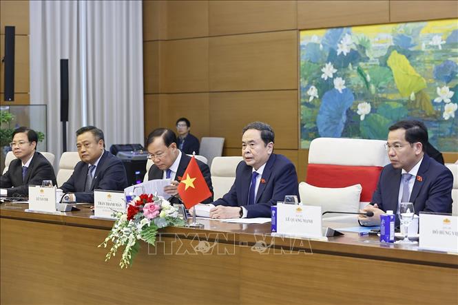 Chủ tịch Quốc hội Trần Thanh Mẫn phát biểu tại cuộc hội kiến Tổng Thư ký Liên hợp quốc António Guterres. Ảnh: Doãn Tấn - TTXVN