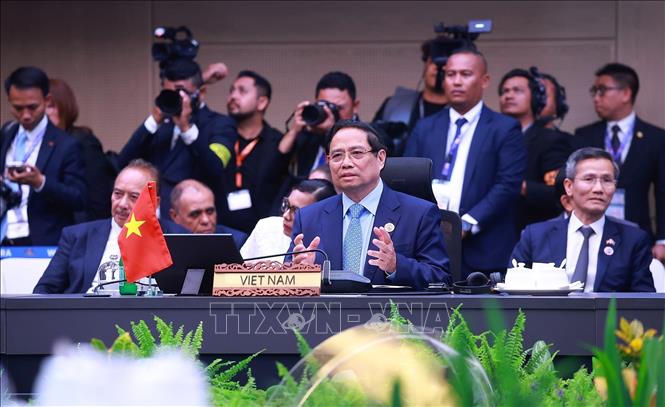 Thủ tướng Phạm Minh Chính tham dự và phát biểu tại Hội nghị Cấp cao ASEAN - Nhật Bản lần thứ 28. Ảnh: Dương Giang-TTXVN