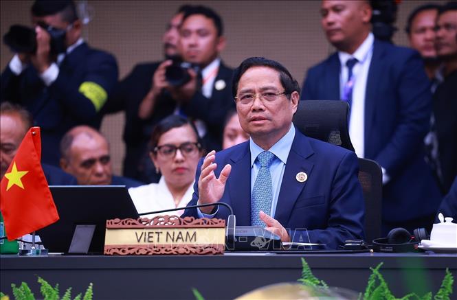 Thủ tướng Phạm Minh Chính tham dự và phát biểu tại Hội nghị Cấp cao ASEAN - Nhật Bản lần thứ 28. Ảnh: Dương Giang-TTXVN