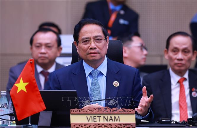 Thủ tướng Phạm Minh Chính tham dự và phát biểu tại Hội nghị Cấp cao ASEAN - Nhật Bản lần thứ 28. Ảnh: Dương Giang-TTXVN