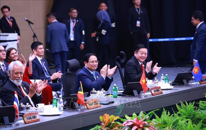 Thủ tướng Phạm Minh Chính tham dự và phát biểu tại Hội nghị Cấp cao ASEAN - Nhật Bản lần thứ 28. Ảnh: Dương Giang-TTXVN