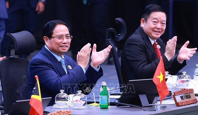 Thủ tướng Phạm Minh Chính tham dự và phát biểu tại Hội nghị Cấp cao ASEAN - Nhật Bản lần thứ 28. Ảnh: Dương Giang-TTXVN