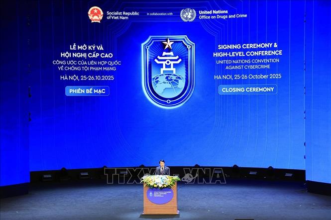 Đại tướng Lương Tam Quang, Bộ trưởng Bộ Công an phát biểu bế mạc. Ảnh: Tuấn Anh - TTXVN