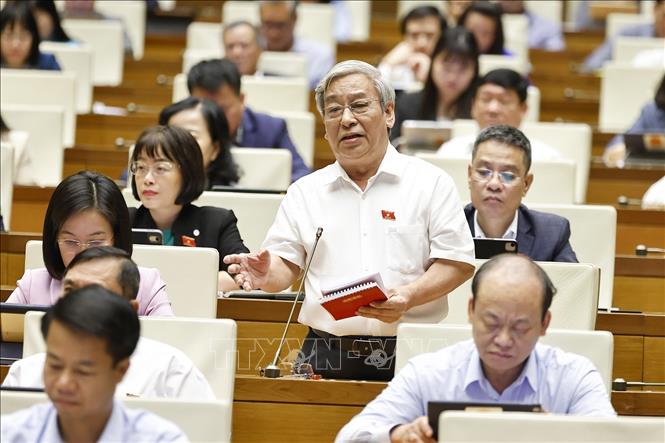 Đại biểu Quốc hội tỉnh Khánh Hòa Lê Xuân Thân phát biểu. Ảnh: Doãn Tấn - TTXVN