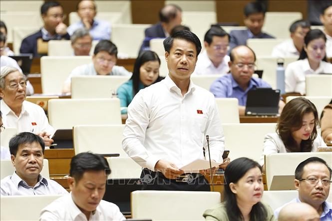 Đại biểu Quốc hội tỉnh Lai Châu Hoàng Quốc Khánh phát biểu. Ảnh: Doãn Tấn - TTXVN