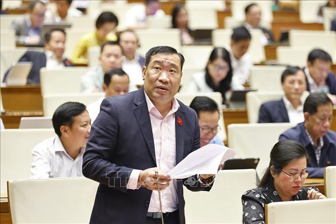 Đại biểu Quốc hội tỉnh Vĩnh Long Thạch Phước Bình phát biểu. Ảnh: Doãn Tấn - TTXVN