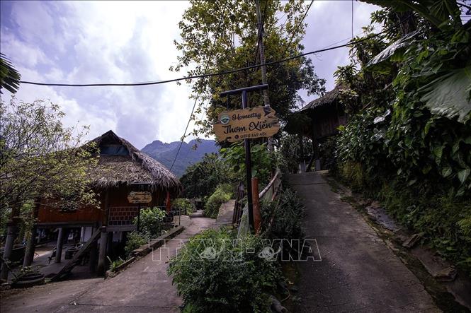 Xóm Mỗ hiện có 195 hộ dân với 735 nhân khẩu, trong đó người Mường chiếm đến 98%. Khoảng 30 hộ ở khu trung tâm đã đủ điều kiện đón khách du lịch, 14 hộ kinh doanh homestay. Ảnh: Trọng Đạt-TTXVN