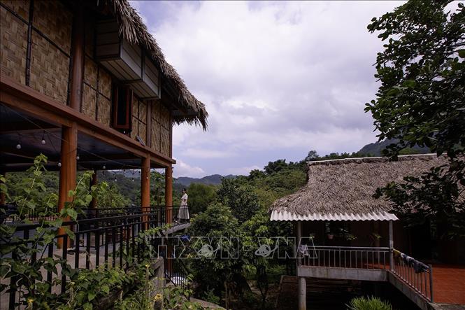 Xóm Mỗ hiện có 195 hộ dân với 735 nhân khẩu, trong đó người Mường chiếm đến 98%. Khoảng 30 hộ ở khu trung tâm đã đủ điều kiện đón khách du lịch, 14 hộ kinh doanh homestay. Ảnh: Trọng Đạt-TTXVN