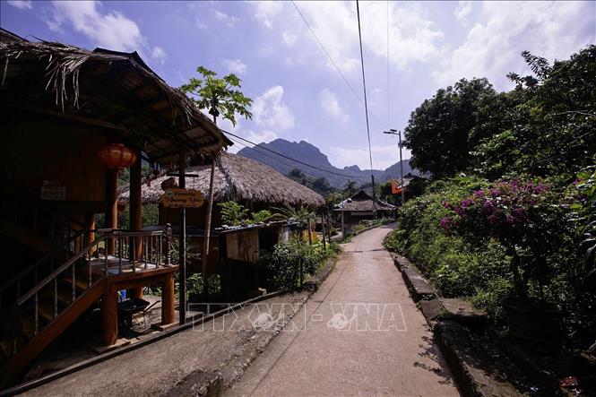 Khu cảnh bình yên ở bản Giang Mỗ. Ảnh: Trọng Đạt-TTXVN