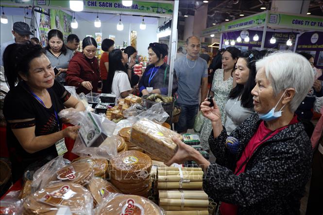 Người dân mua sắm tại hội chợ. Ảnh: Đức Hiếu - TTXVN 