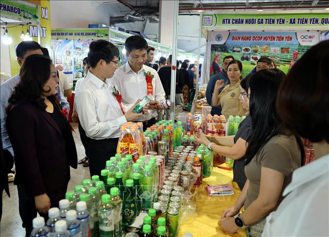 Đại biểu tham quan các gian hàng. Ảnh: Đức Hiếu - TTXVN 