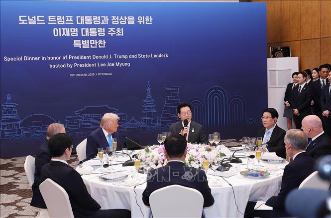 President Luong Cuong attends the banquet hosted by RoK President Lee Jae Myung. VNA Photo: Lâm Khánh 