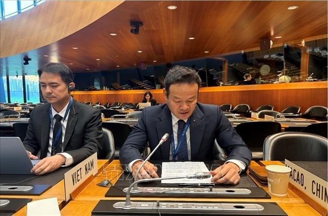 Đại sứ Mai Phan Dũng phát biểu tại phiên rà soát. Ảnh: TTXVN phát 