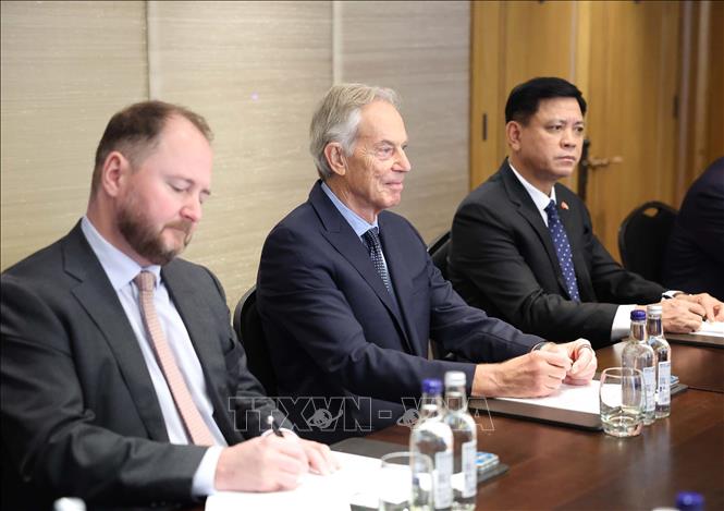 Nguyên Thủ tướng Anh Tony Blair tại cuộc gặp Tổng Bí thư Tô Lâm. Ảnh: Thống Nhất – TTXVN
