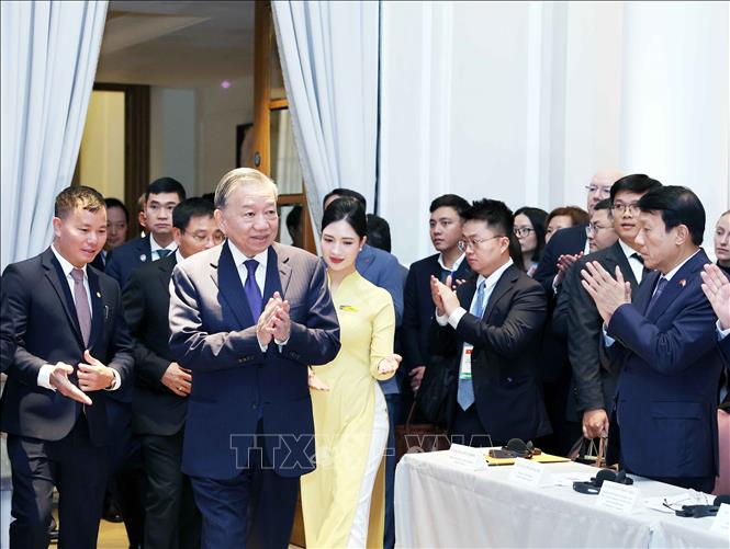 Tổng Bí thư Tô Lâm đến dự Hội nghị Kinh tế Cấp cao Việt Nam - Anh. Ảnh: Thống Nhất – TTXVN