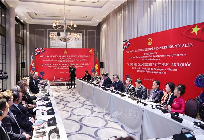 Tổng Bí thư Tô Lâm dự Toạ đàm doanh nghiệp Việt Nam – Anh quốc. Ảnh: Thống Nhất – TTXVN

